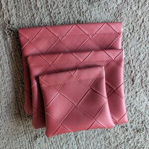 3 accessory storage bags - woven burgundy